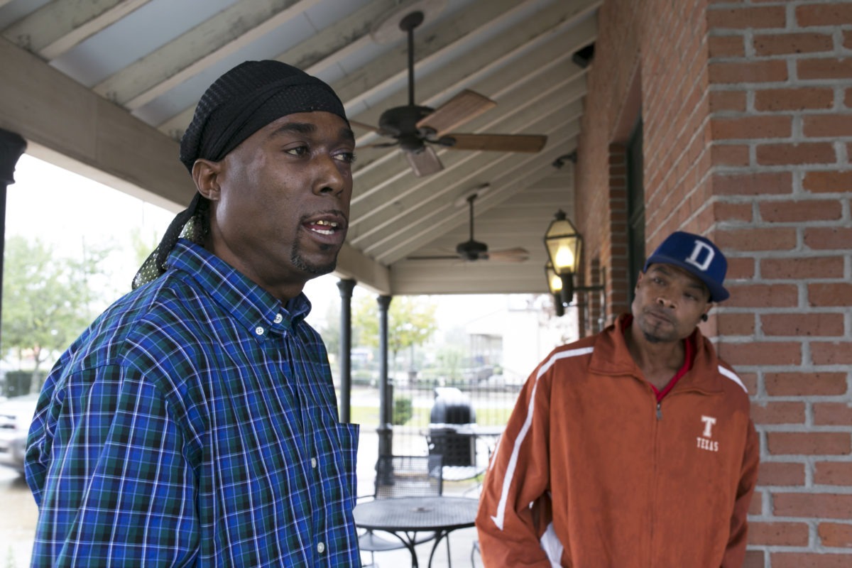 Steven Wayne Young (left) recounts his Oct. 24 arrest by officers in the Baton Rouge Police Department. Randy Brown witnessed and filmed the incident.