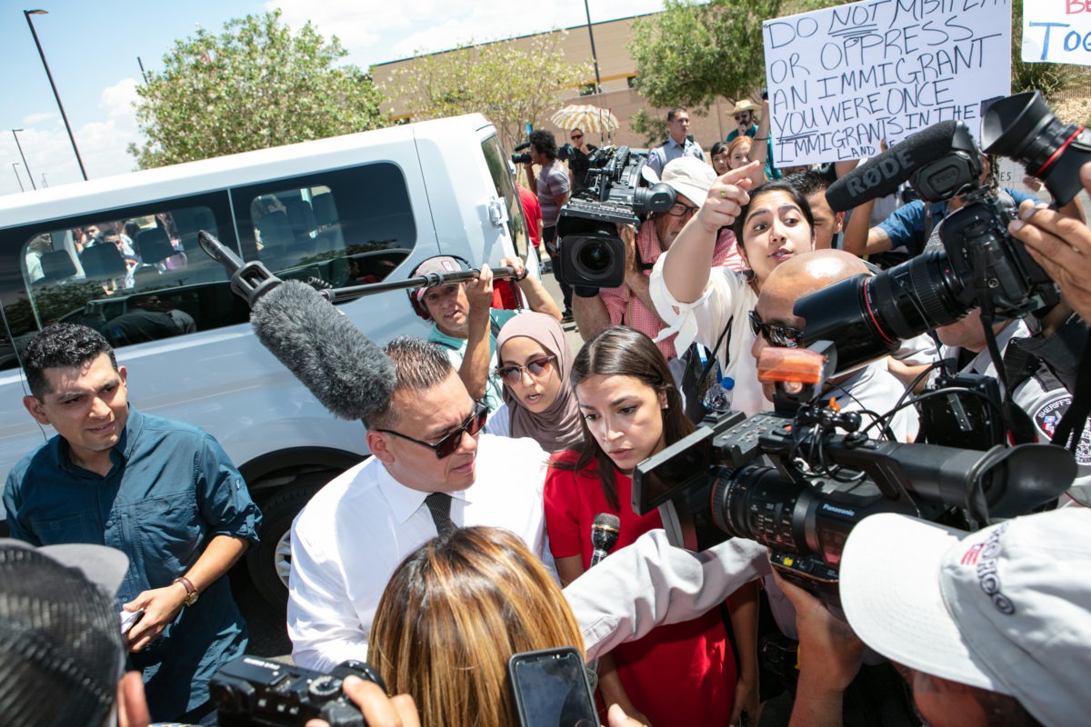 Rep. Alexandria Ocasio-Cortez (D-NY) is swarmed by the media