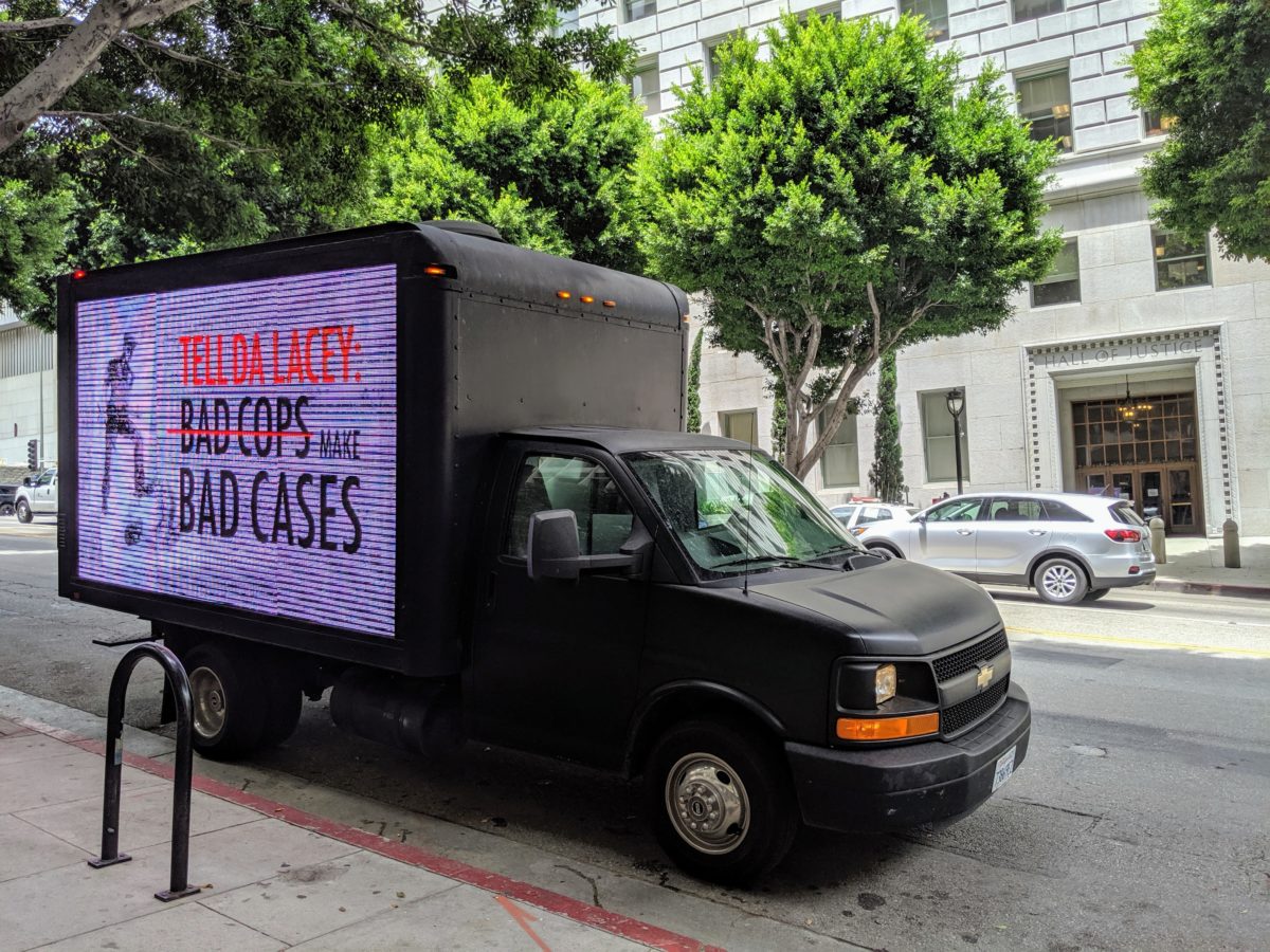 A billboard truck is part of the do not call campaign in Los Angeles.