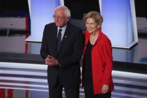Democratic presidential candidates Sen. Bernie Sanders (I-VT) and Sen. Elizabeth Warren (D-MA)