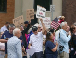 Rockville MD, September 13, 2019. Pro and Anti Immigration demonstrations faced off today separated by Moco Police.