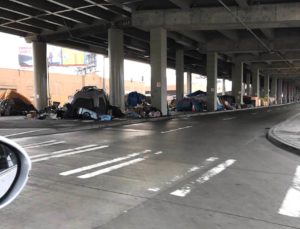 Tents under Austin overpass