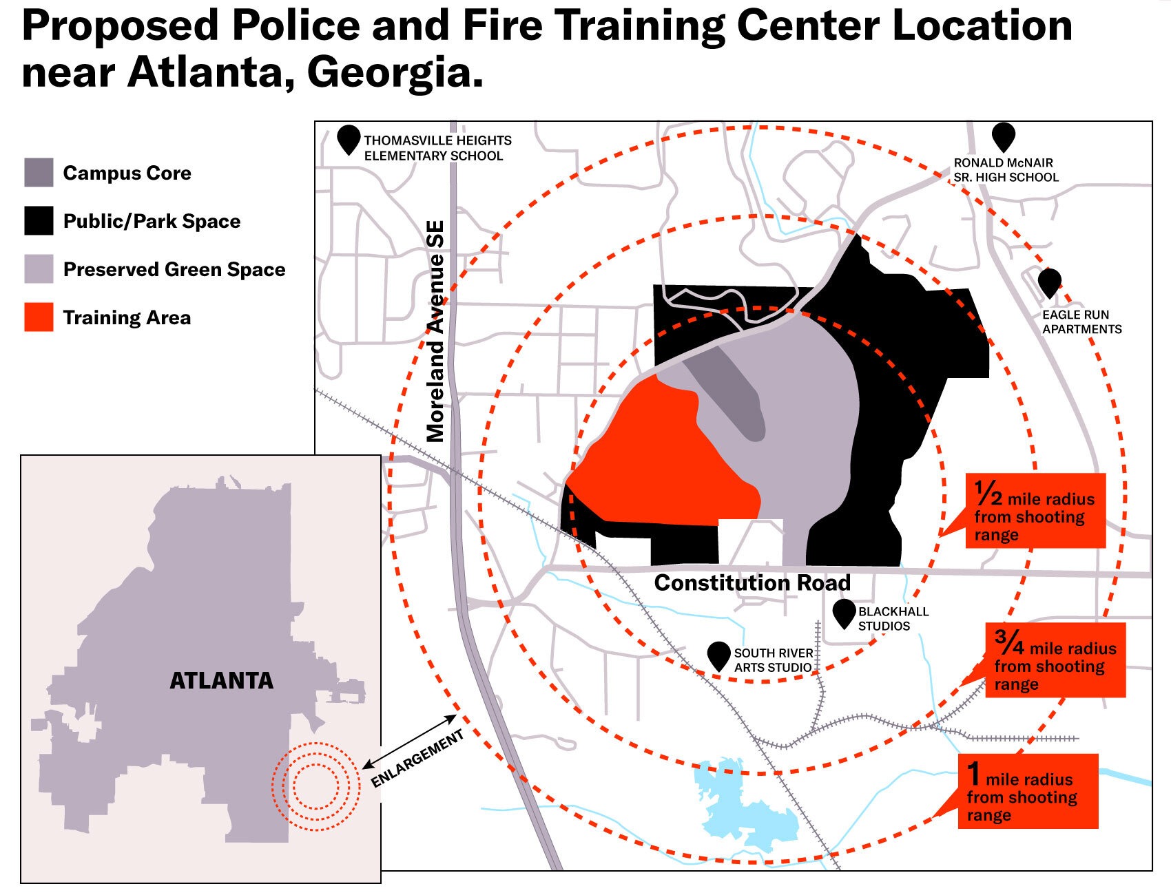 Map of the proposed police training facility