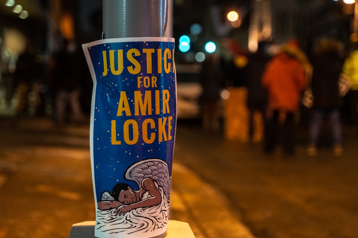 A protest flyer demanding justice for Amir Locke