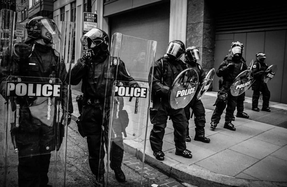 Police at a protest
