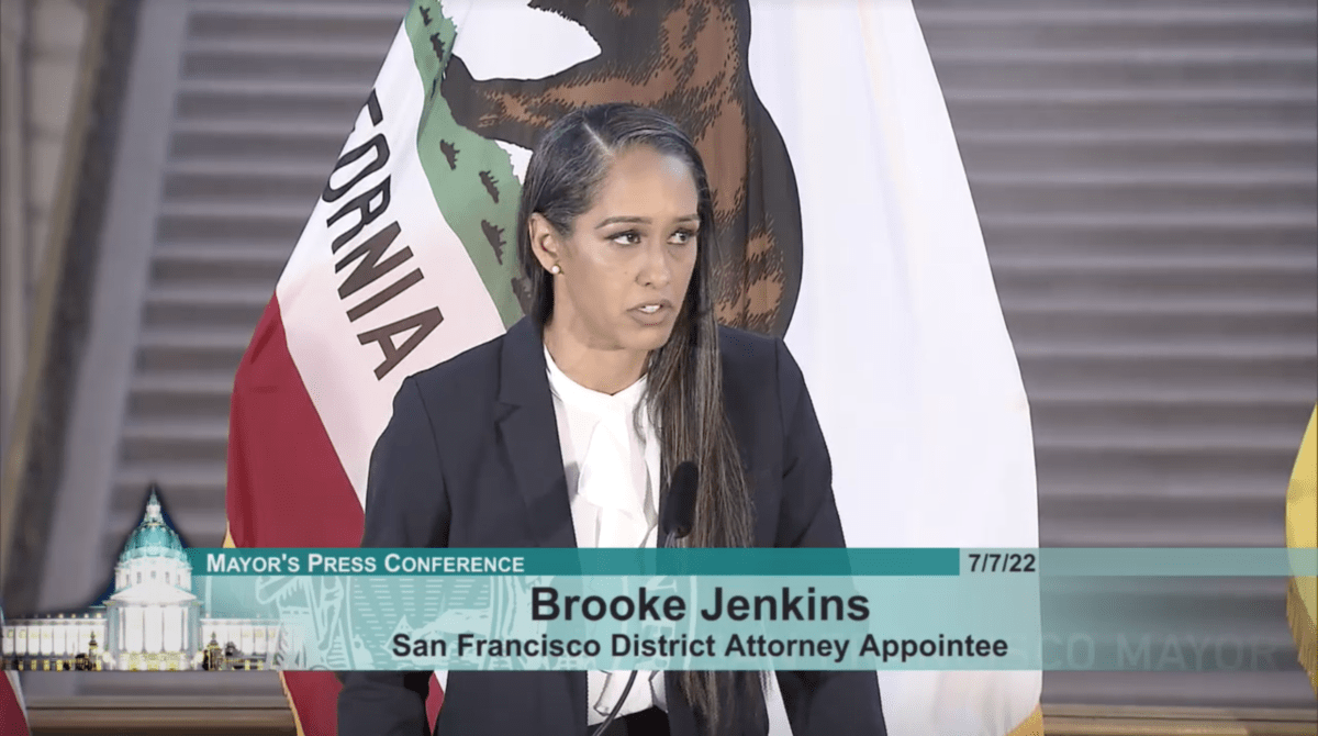 Brooke Jenkins at her swearing in ceremony in July.