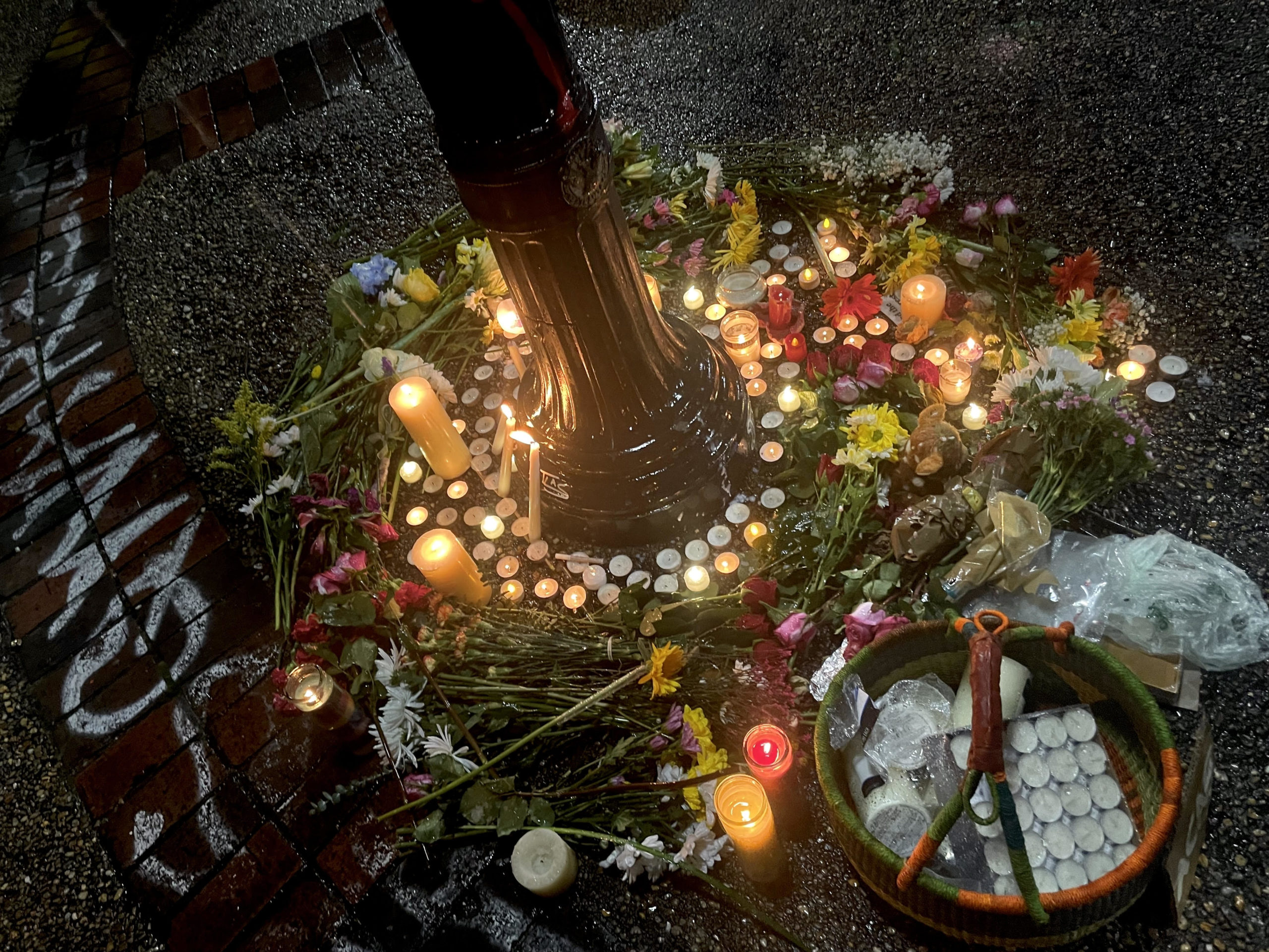 A scene from a candlelight vigil in Atlanta for a protester killed by police.