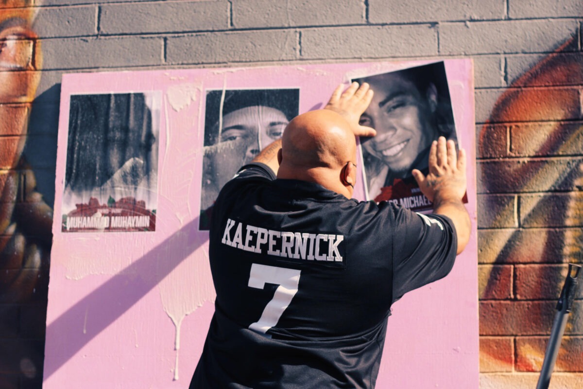 Roland Harris at a memorial to victims of Phoenix police violence.