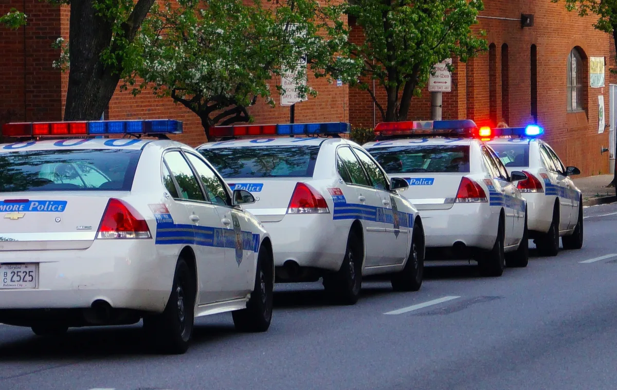 line of police cars
