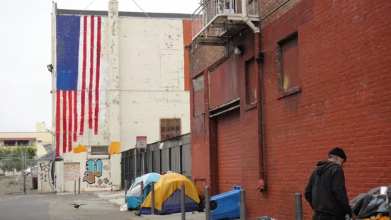 tents on a city street