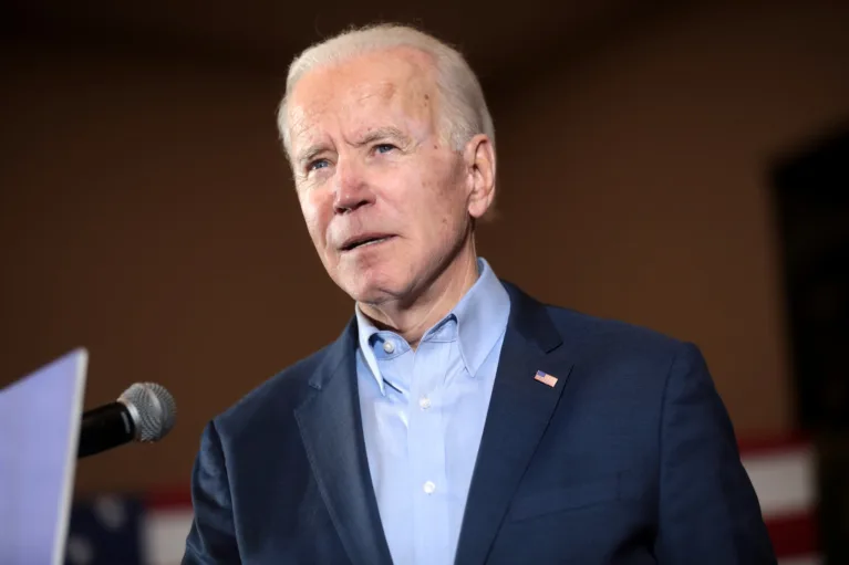 This photo is a close-up of President Joe Biden's face.