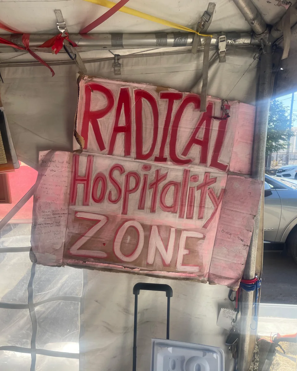Organizers have created a Radical Hospitality Zone outside of Delaney Hall.