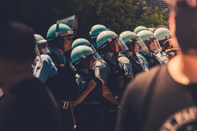 Police officers pictured in Chicago, Illinois.