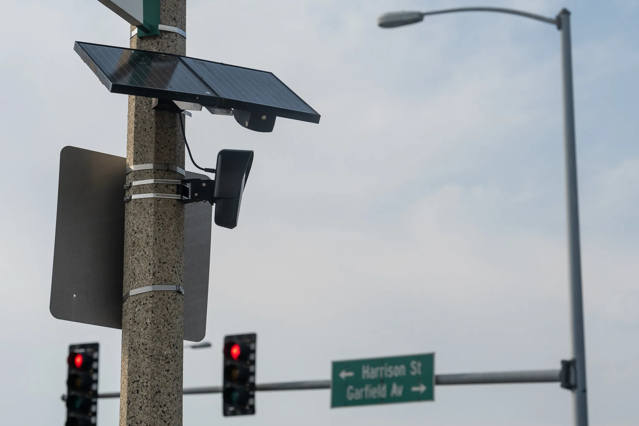 A Flock camera is pictured in Oak Park, Illinois.